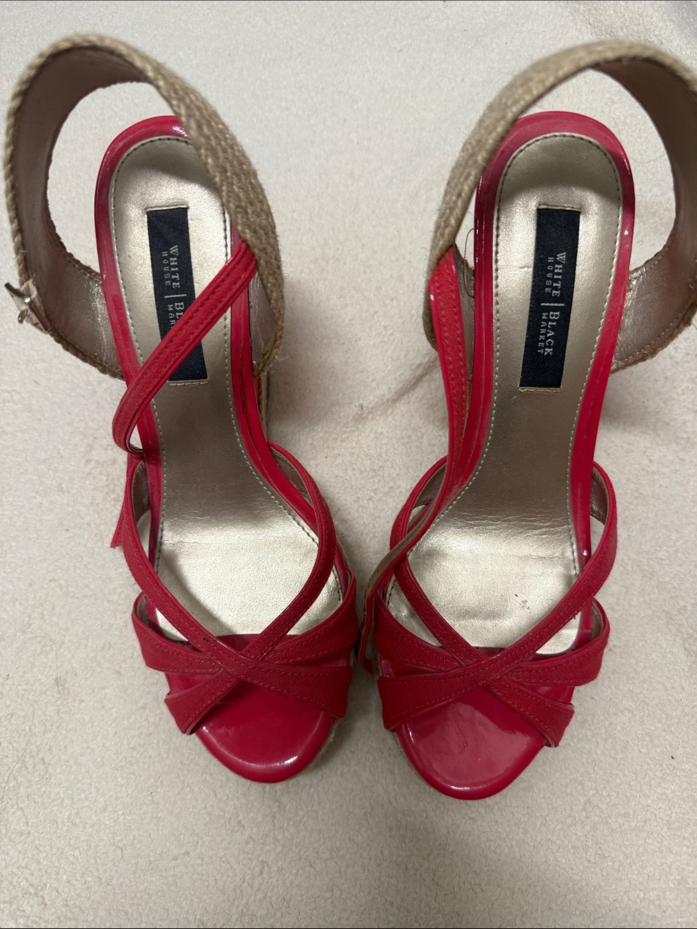 White House Black Market Red Crisscross Platform Sandals